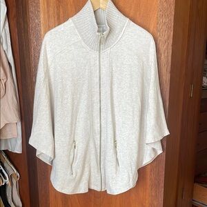 Chico's Zenergy Cream French Terry Knit Zippered Poncho Cape Size S-M 0